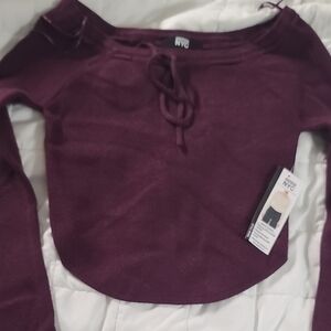 NYC Women's Long Sleeve Top in Deep Maroon